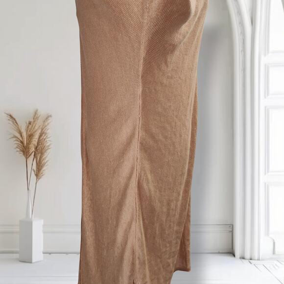 By Malene Birger Linen Knit V-Neck Midi Dress 3/4 Sleeve Minimalist S Inneas - Picture 3 of 16